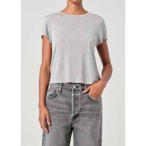 NEW AGOLDE adine shrunken tee in grey heather